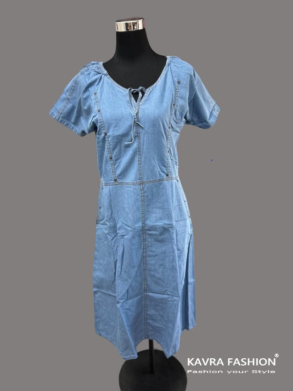 Readymade Blue 100% Denim Knee Length Kurti